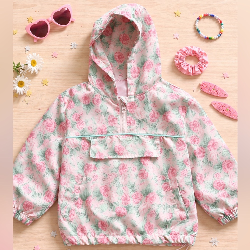 European Floral Pink Kids windbreaker